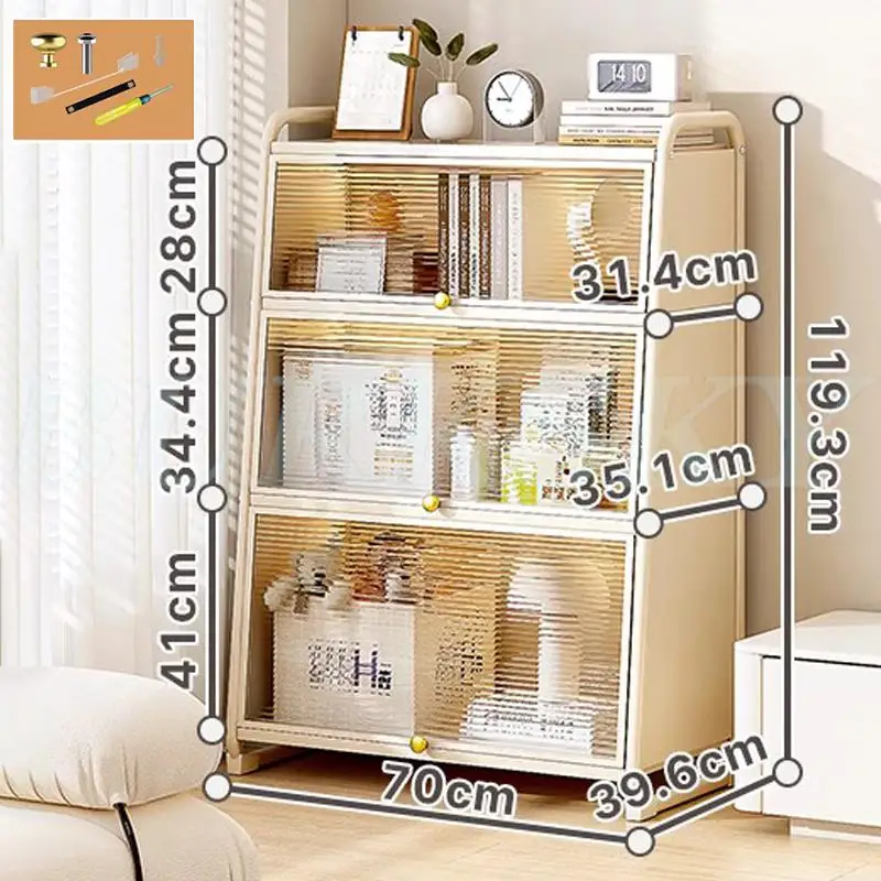 Meuble salle de bain de rangement blanc avec façade plexiglas