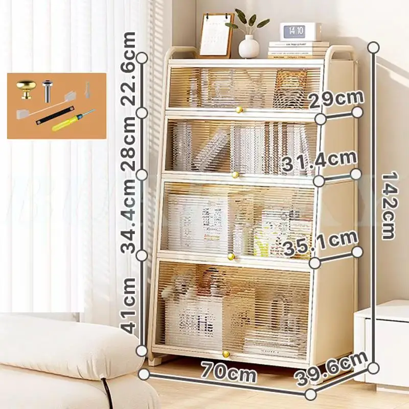Meuble salle de bain de rangement blanc avec façade plexiglas