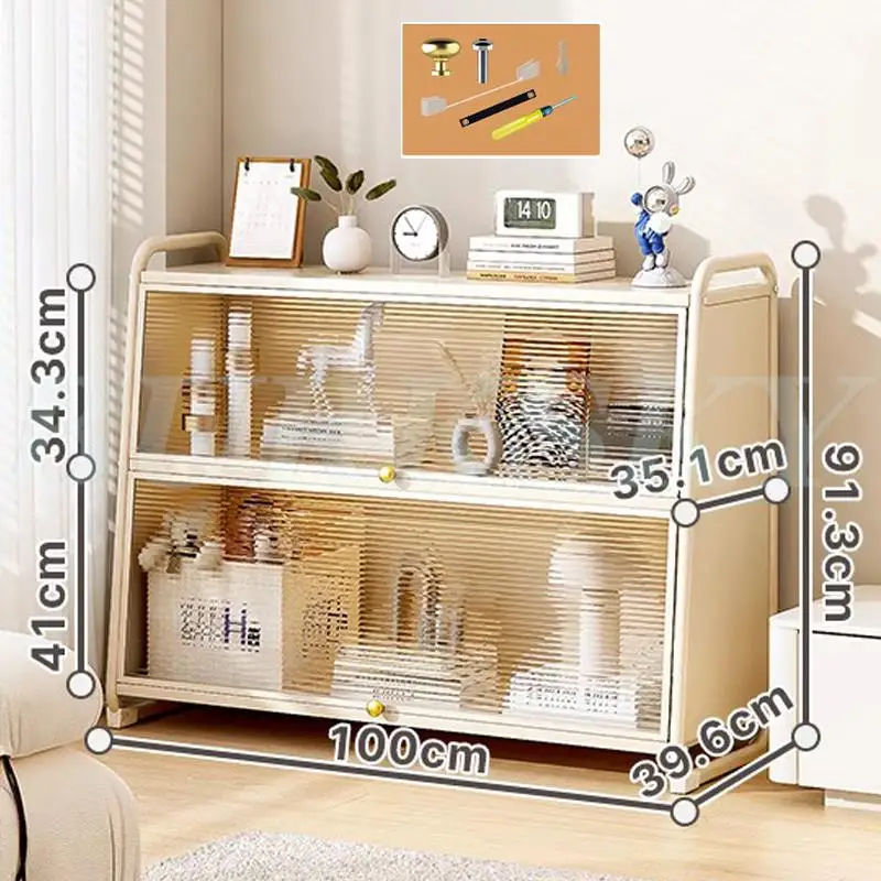 Meuble salle de bain de rangement blanc avec façade plexiglas