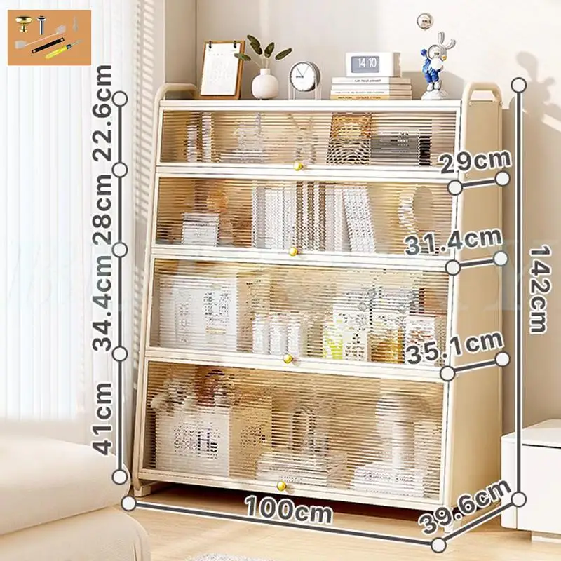 Meuble salle de bain de rangement blanc avec façade plexiglas