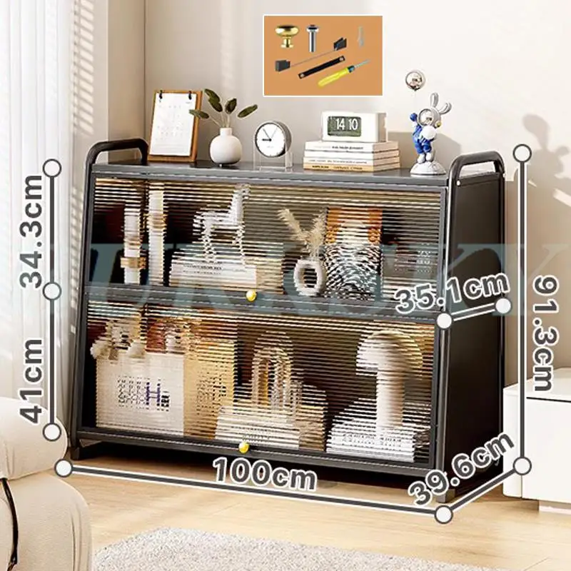 Meuble salle de bain de rangement blanc avec façade plexiglas