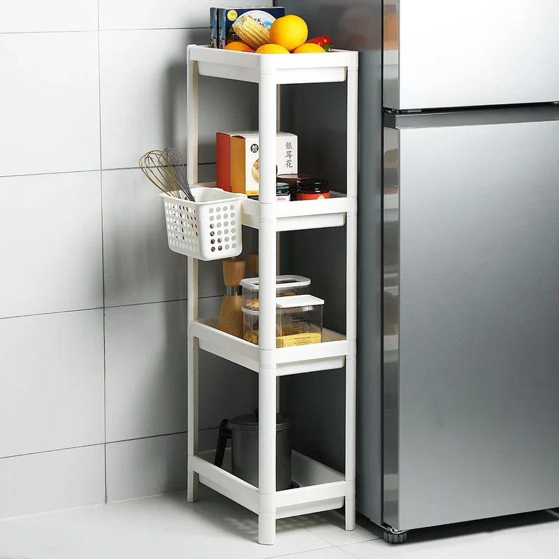 Etagère cuisine sur pied en plastique blanc