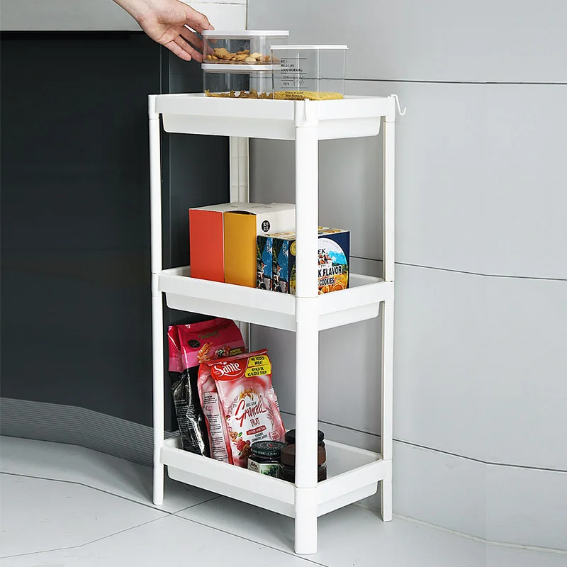Etagère cuisine sur pied en plastique blanc