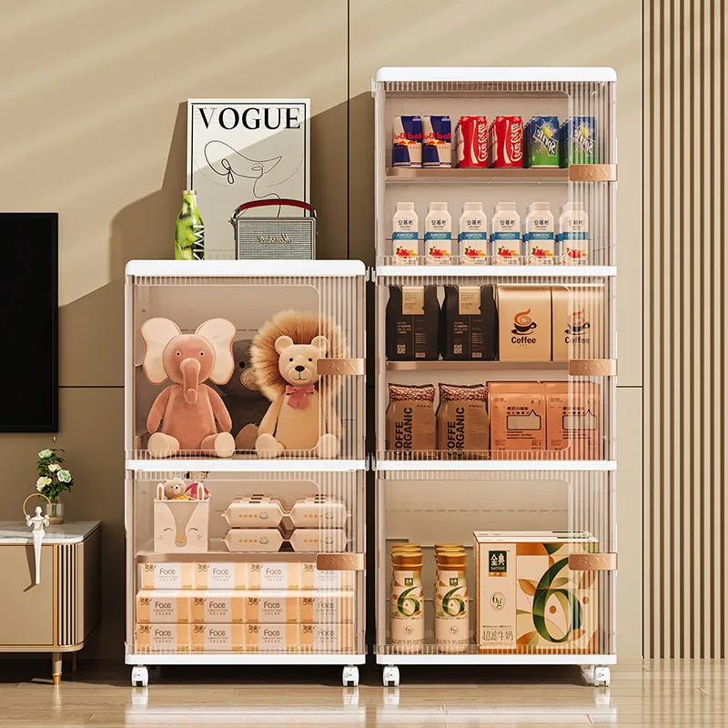 Cube de rangement modulable en plastique blanc avec porte transparente fumée