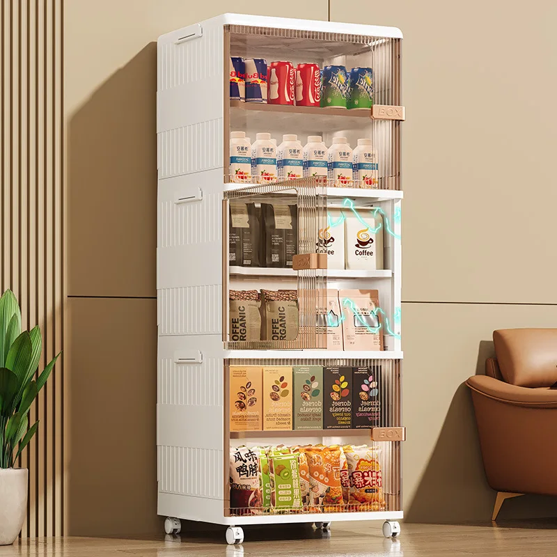 Cube de rangement modulable en plastique blanc avec porte transparente fumée