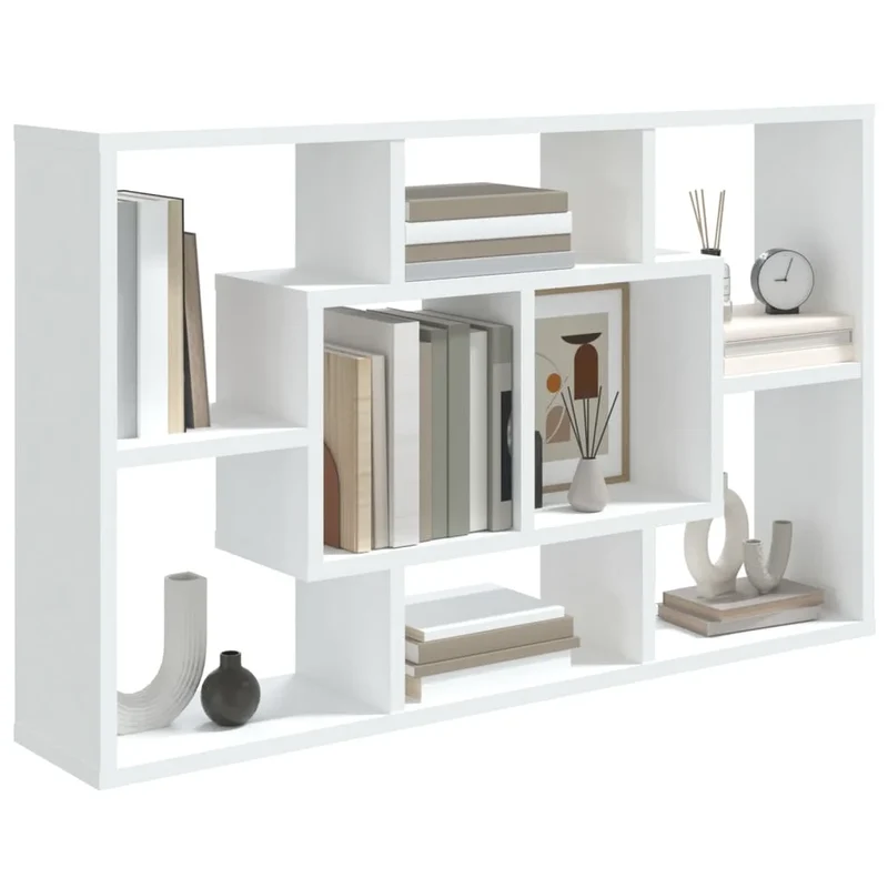 Etagère murale bois blanc compartimentée