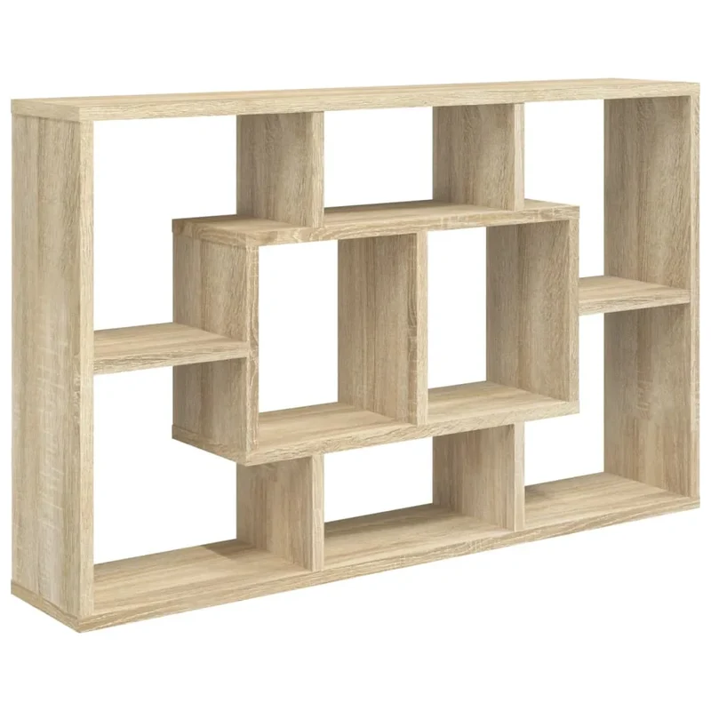Etagère murale bois clair compartimentée