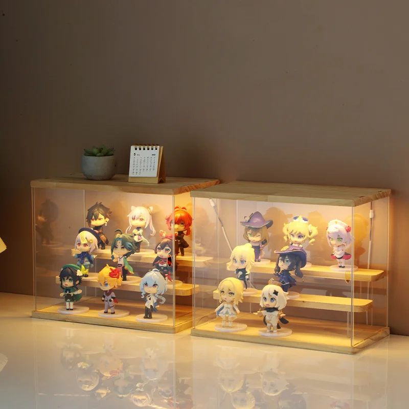 Etagere led presentoir bois et vitre