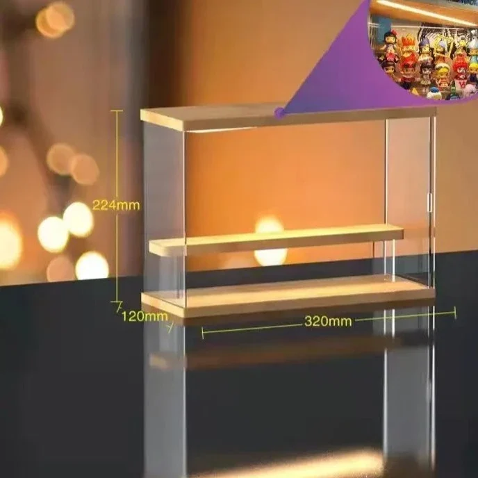 Etagere led presentoir bois et vitre