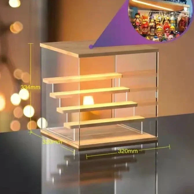 Etagere led presentoir bois et vitre