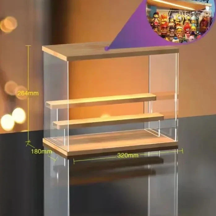 Etagere led presentoir bois et vitre