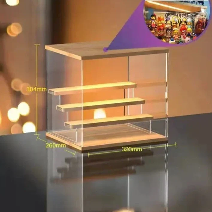 Etagere led presentoir bois et vitre