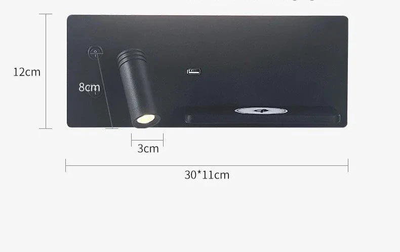 Etagere chevet murale avec spot led intégré