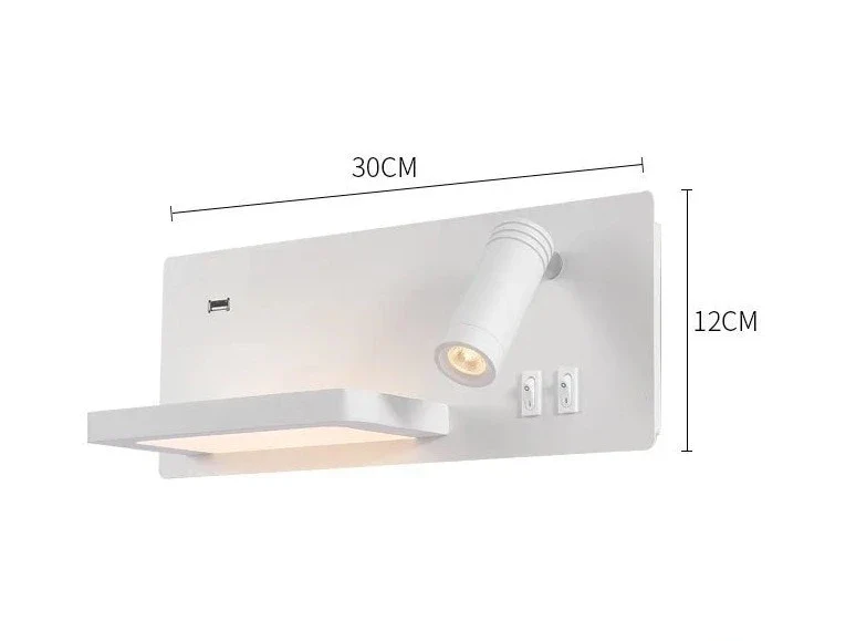 Etagere chevet murale avec spot led intégré
