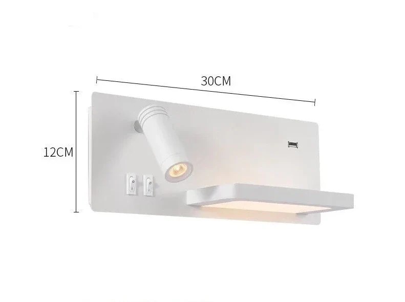 Etagere chevet murale avec spot led intégré