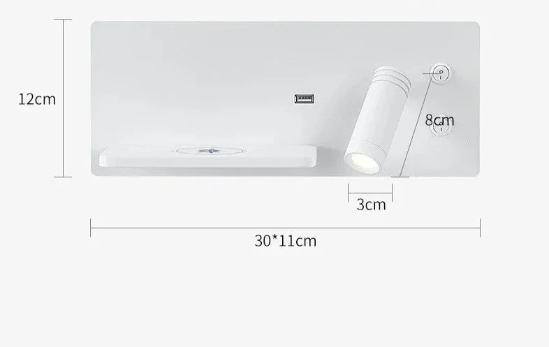 Etagere chevet murale avec spot led intégré