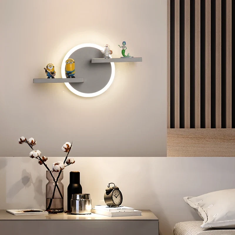Etagere chevet murale lumineuse losange avec 2 plateaux