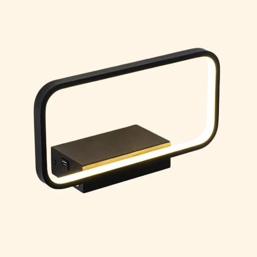 Etagere lumineuse led murale avec plateau chargeur telephone