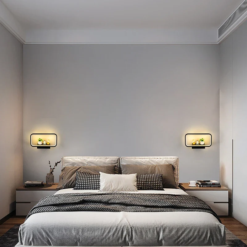 Etagere lumineuse led murale avec plateau chargeur telephone