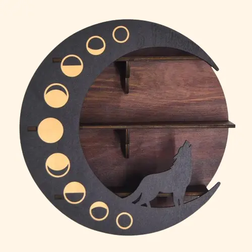 Etagère murale en bois noir modèle lune