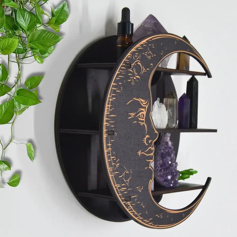 Etagère murale en bois noir modèle lune
