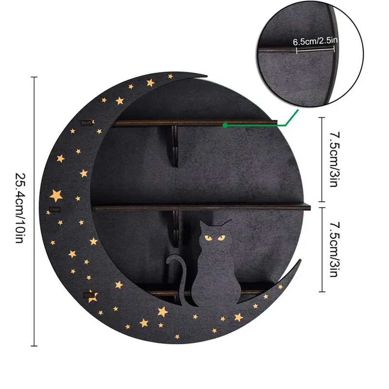 Etagère murale en bois noir modèle lune