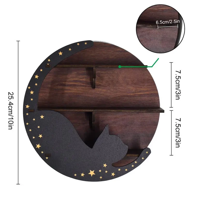 Etagère murale en bois noir modèle lune