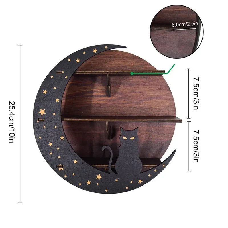 Etagère murale en bois noir modèle lune