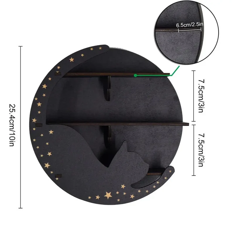 Etagère murale en bois noir modèle lune
