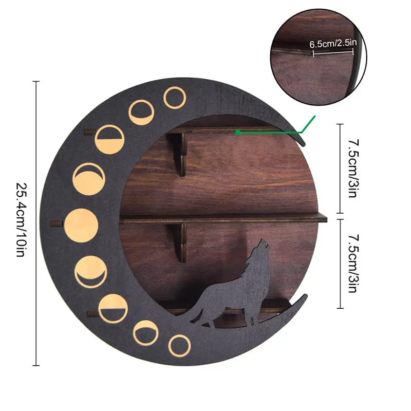 Etagère murale en bois noir modèle lune