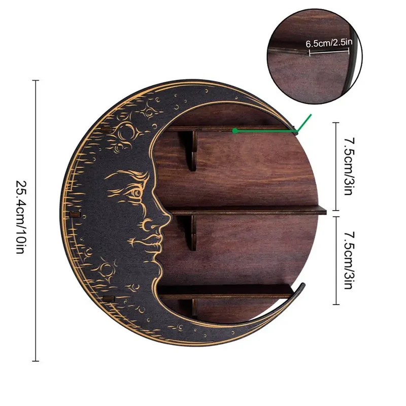 Etagère murale en bois noir modèle lune