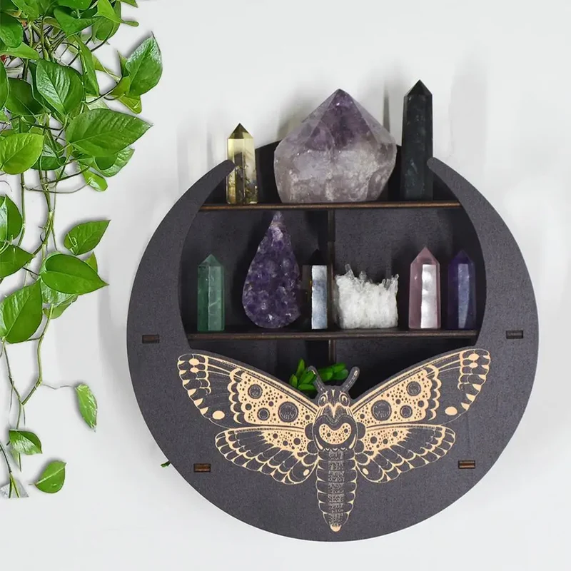 Etagère murale en bois noir modèle lune