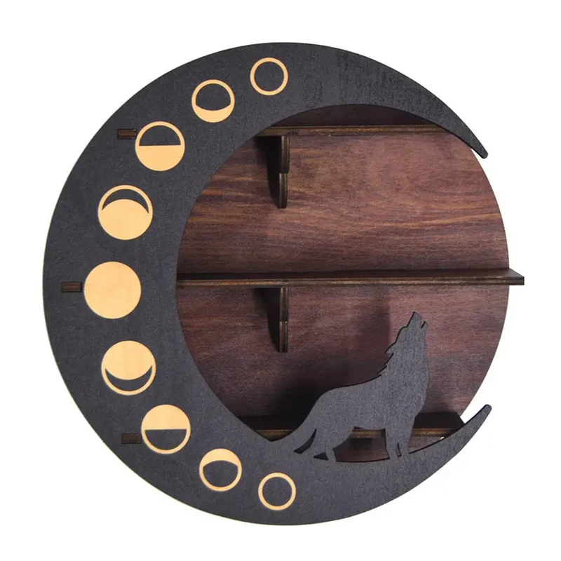 Etagère murale en bois noir modèle lune