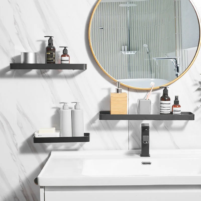Etagère murale pour salle de bain en verre et métal noir