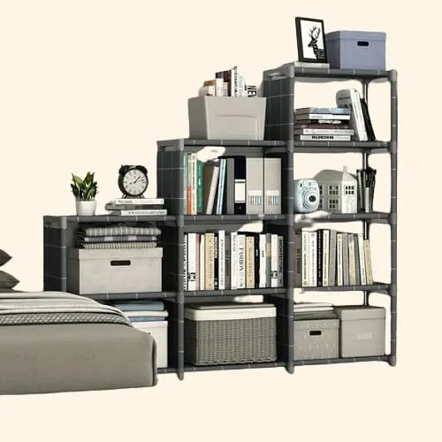 Etagère de rangement modulable en métal et textilène