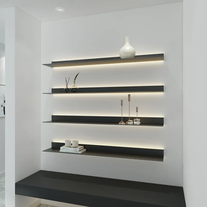 Etagère murale design flottante en métal lumineuse