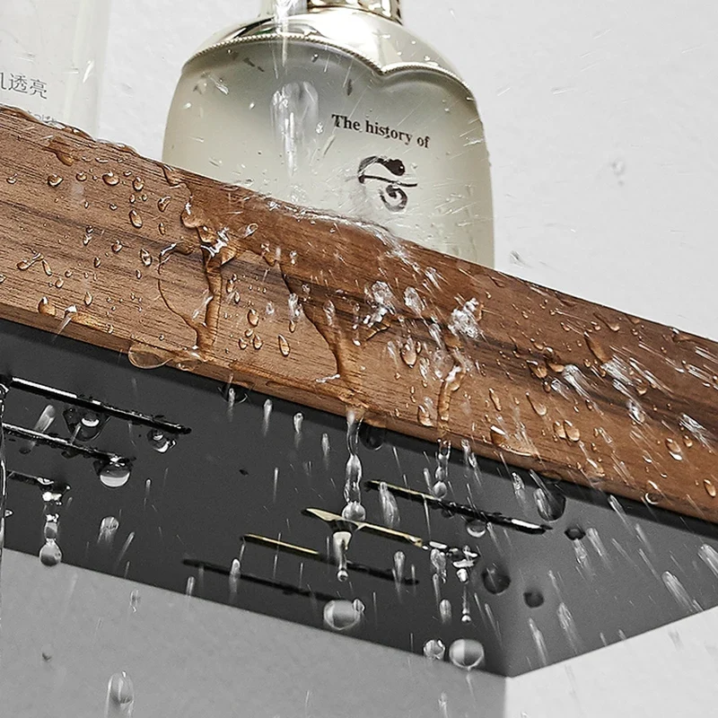 Etagère murale pour salle de bain scandinave métal et bois
