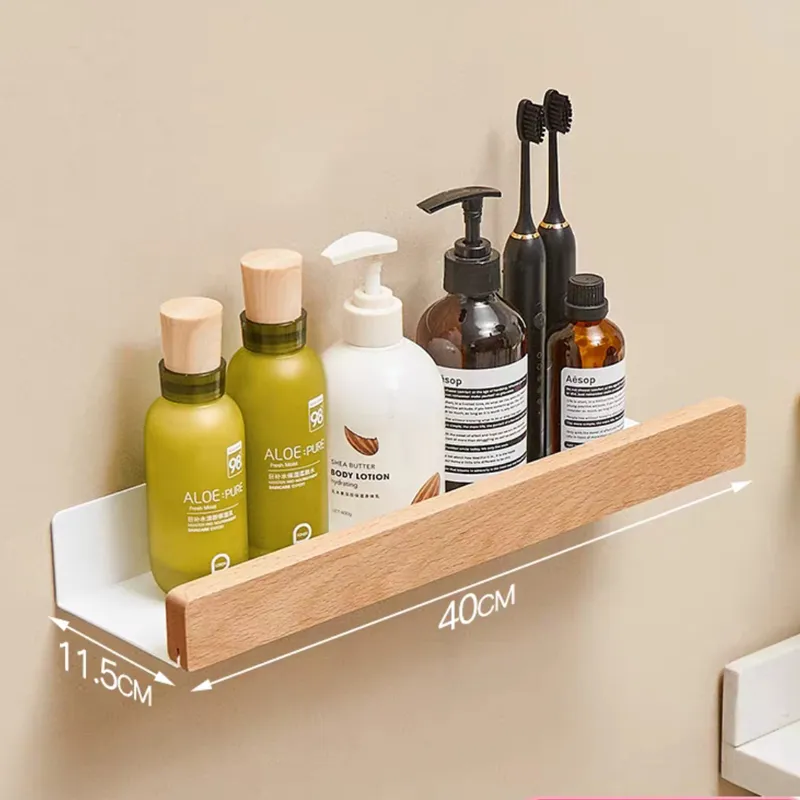 Etagère murale pour salle de bain scandinave métal et bois