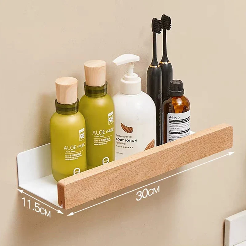 Etagère murale pour salle de bain scandinave métal et bois