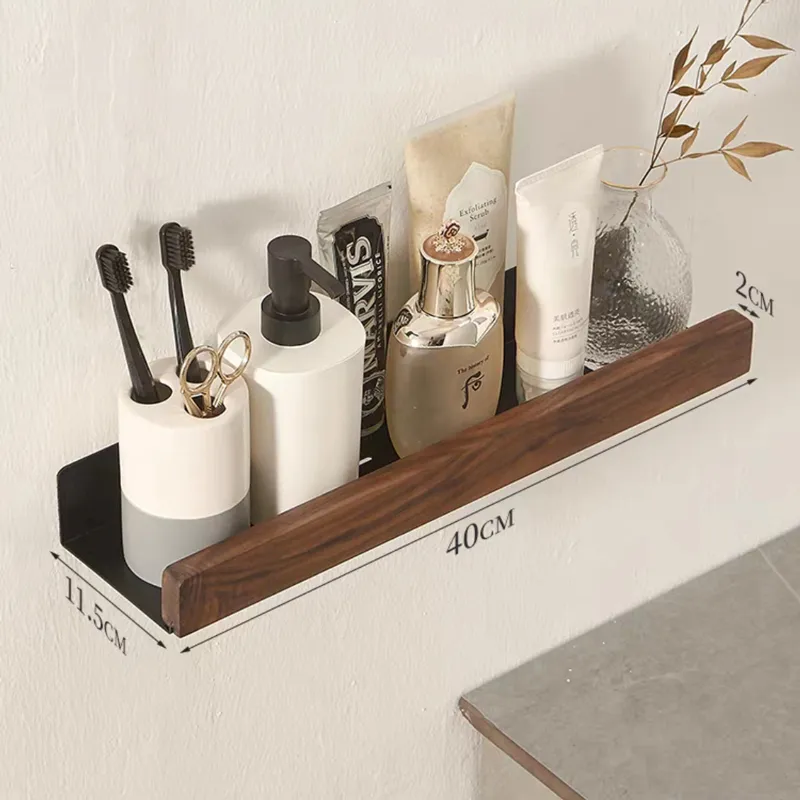 Etagère murale pour salle de bain scandinave métal et bois