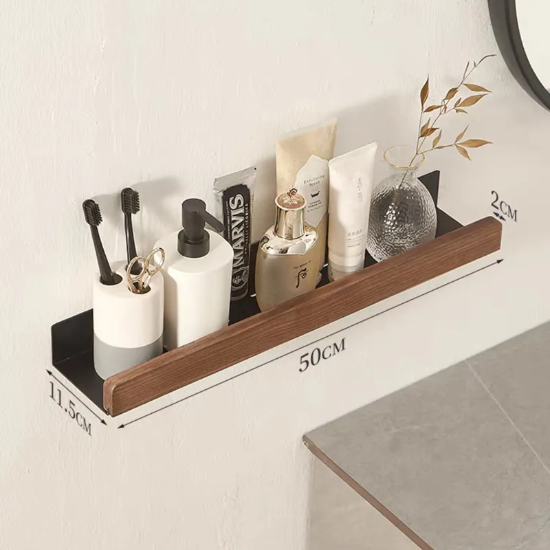 Etagère murale pour salle de bain scandinave métal et bois