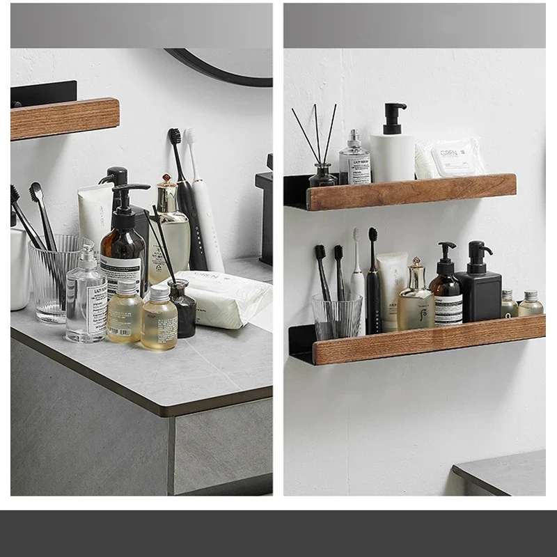Etagère murale pour salle de bain scandinave métal et bois