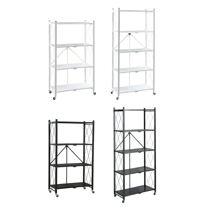 Meuble étagères 4 niveaux en métal sur roulettes