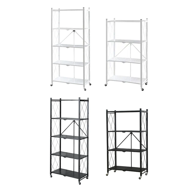 Meuble étagères 4 niveaux en métal sur roulettes