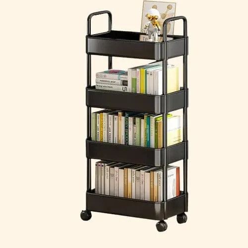 Etagère sur roulettes noires moderne en plastique