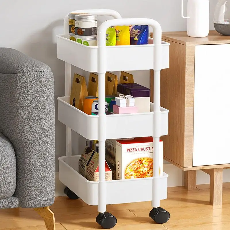Etagère sur roulettes noires moderne en plastique
