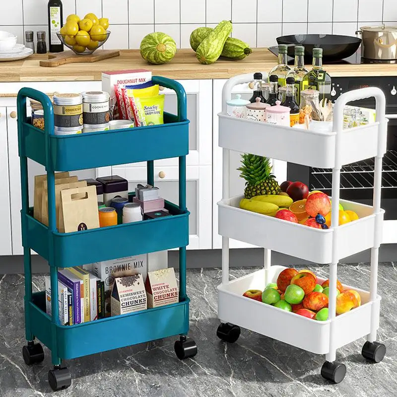 Etagère sur roulettes noires moderne en plastique