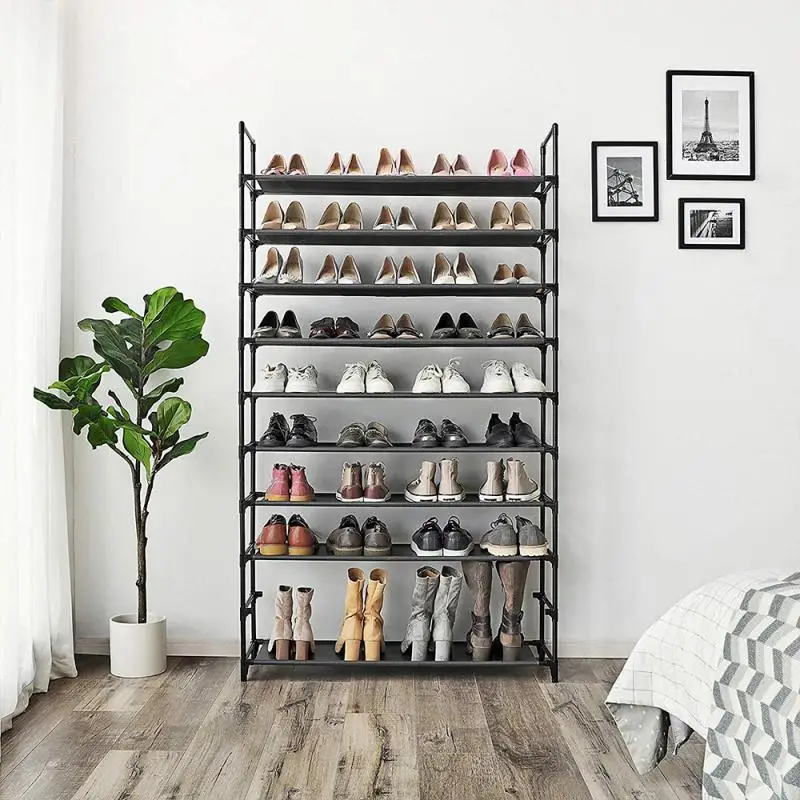 Etagère chaussures métal noir 10 niveaux
