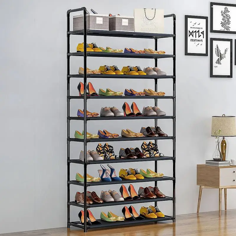 Etagère chaussures métal noir 10 niveaux