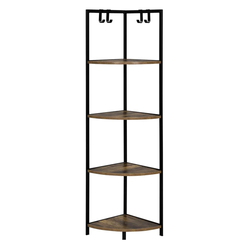 Etagère d'angle scandinave 4 niveaux avec crochets accessoires
